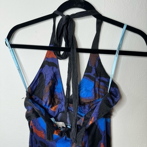 🎀 Marciano Silk Floral Halter Dress in Blue SIZE XS - Picture 7 of 7